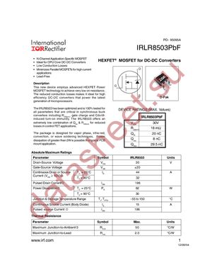 IRLR8503PBF datasheet  